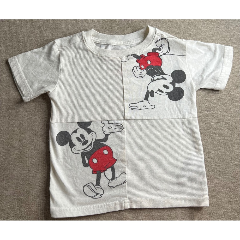 Disney Junior Mickey Mouse Cream Ribbed Graphic T-Shirt Toddler Boys 2T SP249593
